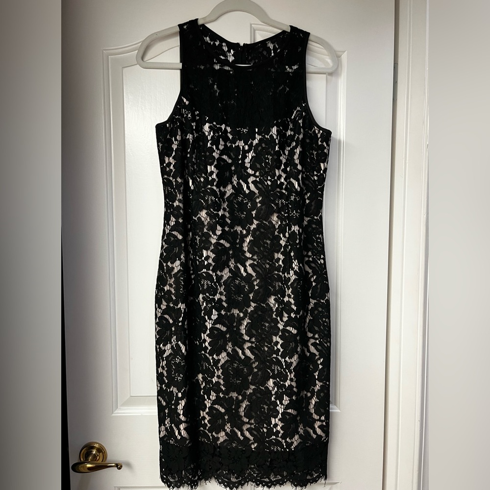 Lacy black and nude dress